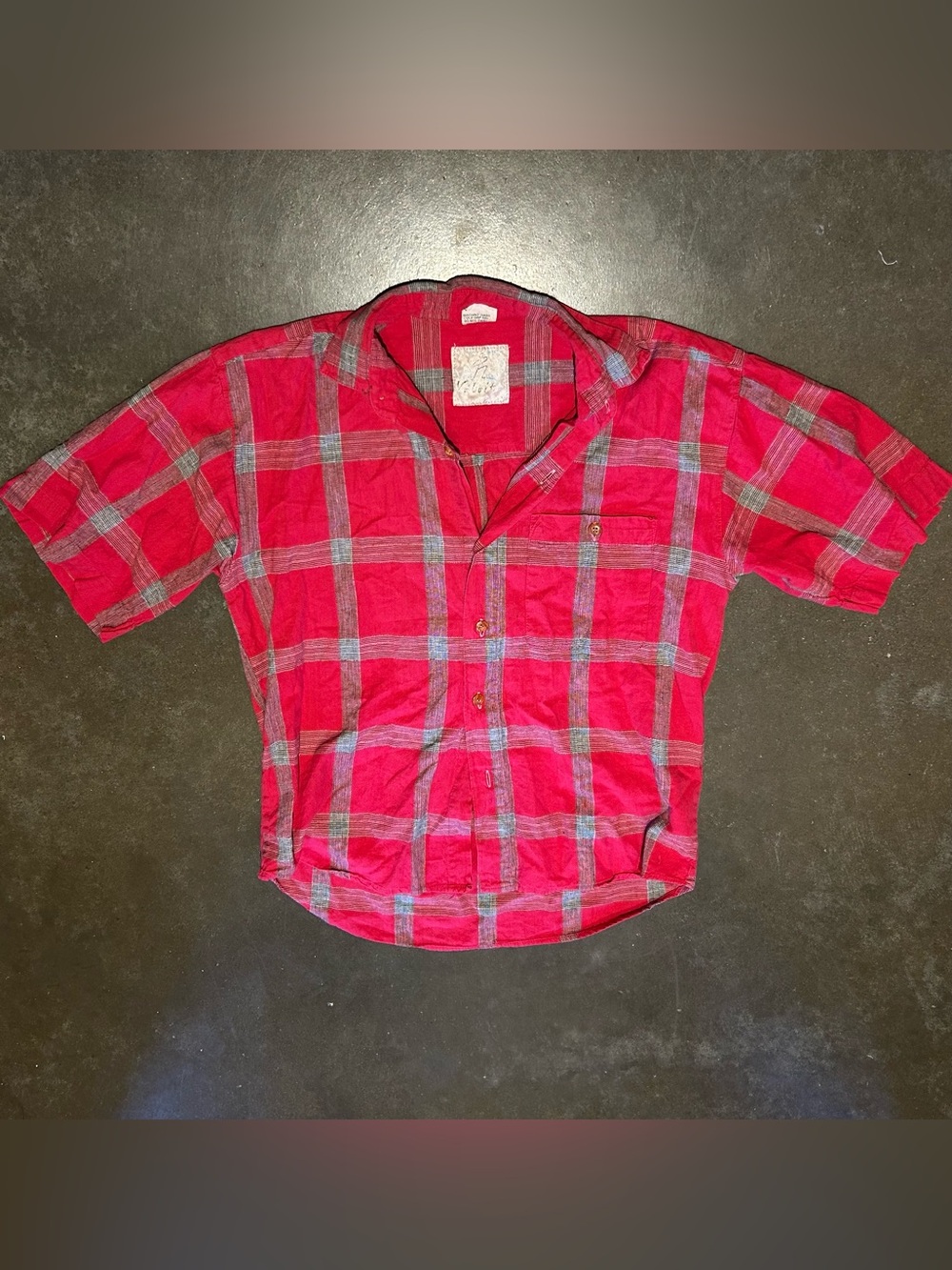 Red Plaid Button Down Shirt - Women M